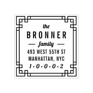 Benutzerdefinierte moderne Square Familienname Rüc Gummistempel