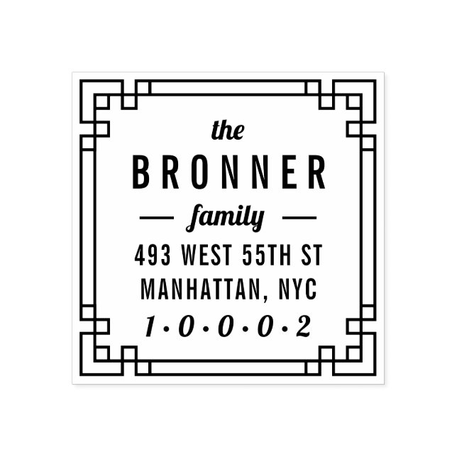 Benutzerdefinierte moderne Square Familienname Rüc Gummistempel (Prägung)