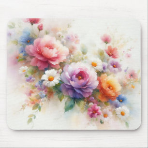 Benutzerdefinierte moderne Wasserfarben-Blumen-Nam Mousepad