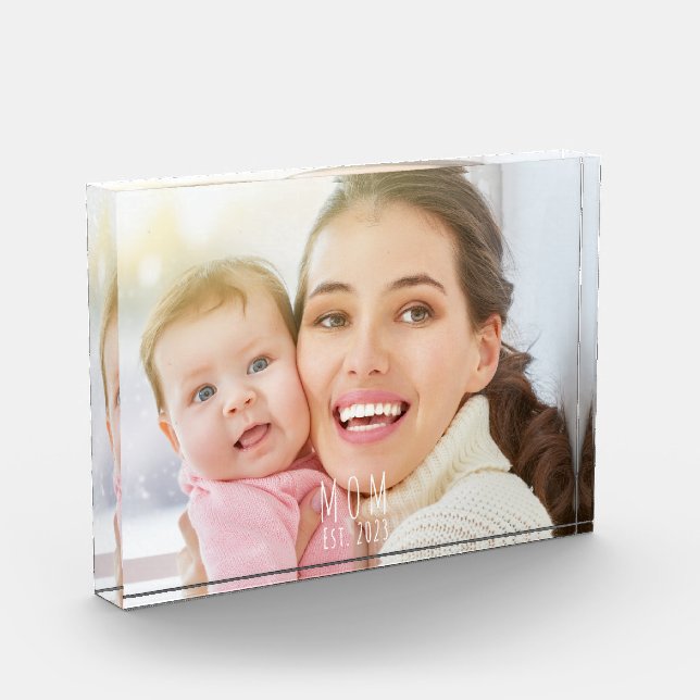 Benutzerdefinierte Mom Established Modern Script  Fotoblock (Links)