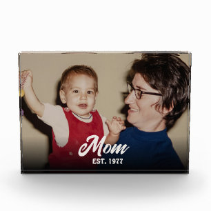 Benutzerdefinierte Mom Established Modern Script Fotoblock