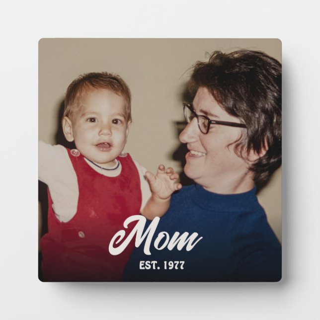 Benutzerdefinierte Mom Established Modern Script Fotoplatte (Vorderseite)
