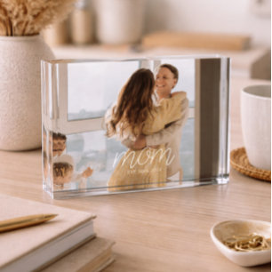 Benutzerdefinierte Mom Established Moderne Schrift Fotoblock