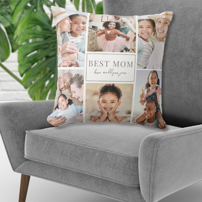 Benutzerdefinierte Monogram Multi-Fotokollenfamili Kissen (Custom Monogram Multi Photo Collage Family Throw Pillow )