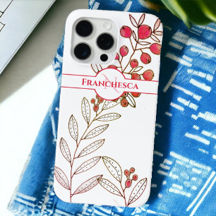 Benutzerdefinierte Monogram Name-Blätter Orange Be Case-Mate iPhone Hülle