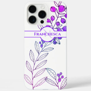 Benutzerdefinierte Monogram Name Blätter Rosa Berr iPhone 16 Pro Max Hülle