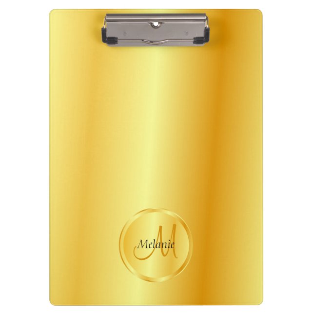 Benutzerdefinierte Monogram Template Gold Look Ele Klemmbrett (Vorderseite)