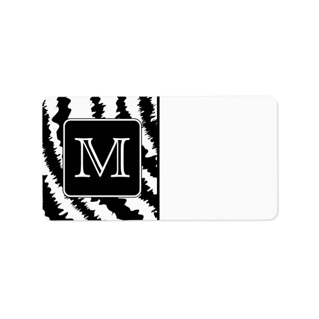 Benutzerdefinierte Monogram, Zebra Muster Animal P Adressaufkleber (Vorne)