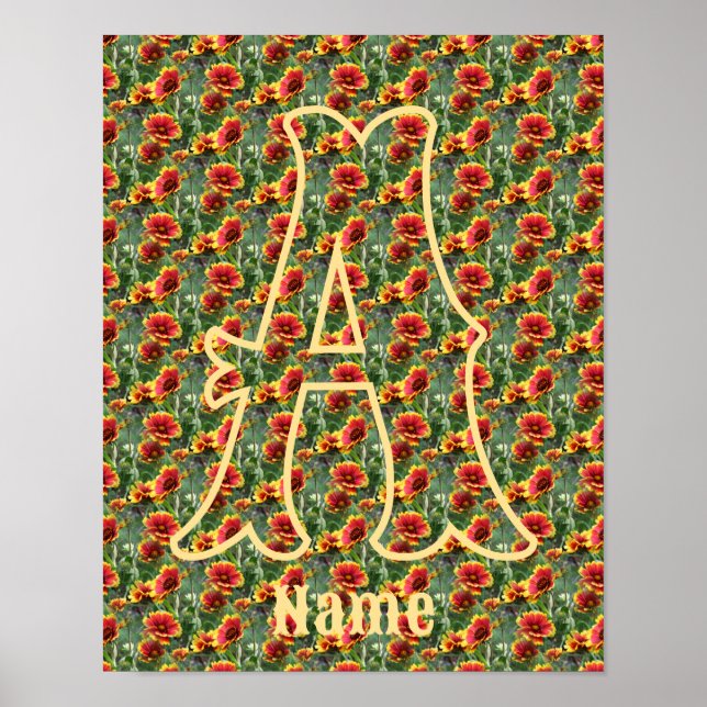 Benutzerdefinierte Monogramm Anfangsbuchstabe Name Poster (Vorne)