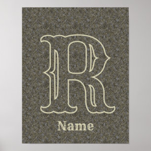 Benutzerdefinierte Monogramm Anfangsbuchstabe Name Poster