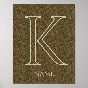 Benutzerdefinierte Monogramm Anfangsbuchstabe Name Poster