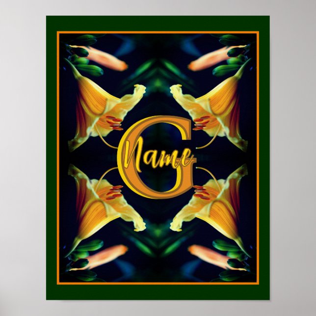 Benutzerdefinierte Monogramm Anfangsbuchstabe Name Poster (Vorne)