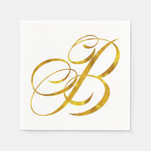 Benutzerdefinierte Monogramm-B-Imitat Gold Foil Mo Serviette