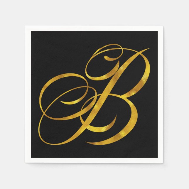 Benutzerdefinierte Monogramm-B-Imitate Gold Foil M Serviette (Vorderseite)