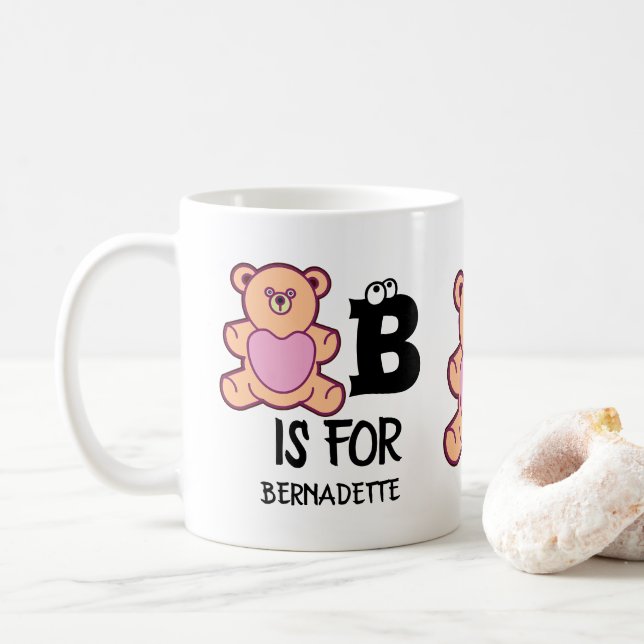 Benutzerdefinierte Monogramm B ist für ein lustige Kaffeetasse (Mit Donut)