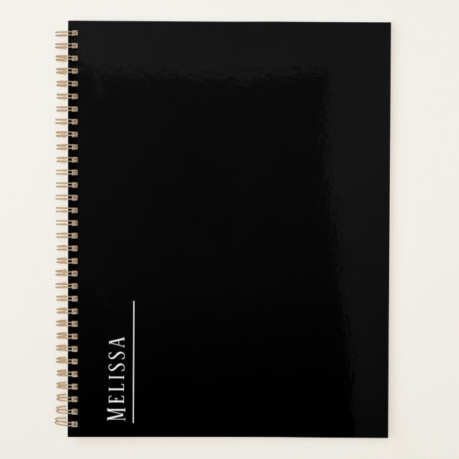 Benutzerdefinierte Monogramm, einfach schwarz pers Planer (Vorderseite)