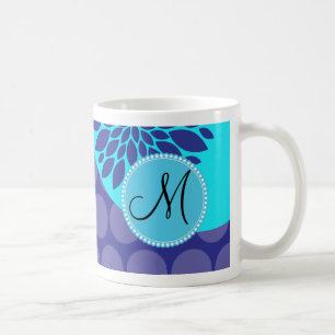 Benutzerdefinierte Monogramm erste Aquamarine Lila Tasse