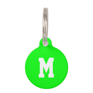 Benutzerdefinierte Monogramm erste Neongrüne Hundi Haustiermarke