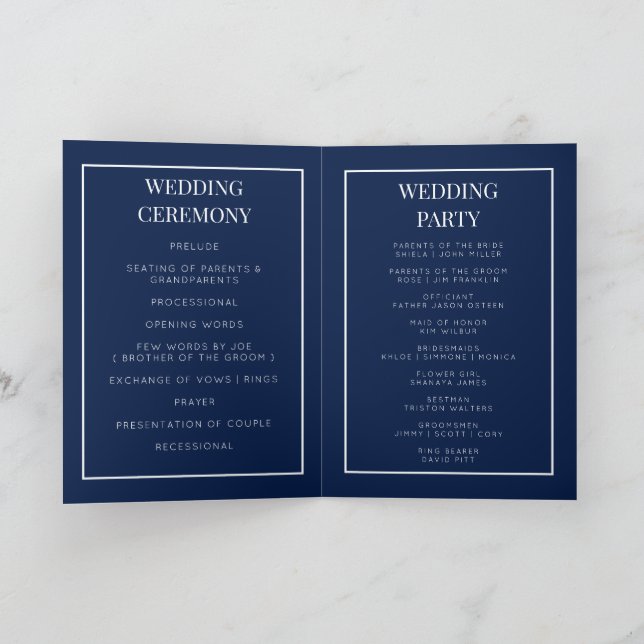 Benutzerdefinierte Monogramm faltbare Hochzeitspro Programm (Innenseite)