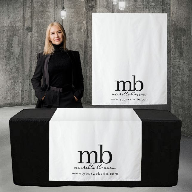 Benutzerdefinierte Monogramm Geschäft Tischläufer  Wandteppich (Custom Monogram Business Table Runner Banner White Tapestry)