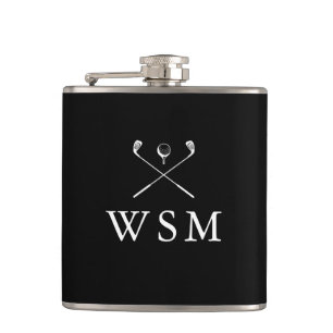 Benutzerdefinierte Monogramm-Golfschläger Schwarz  Flachmann