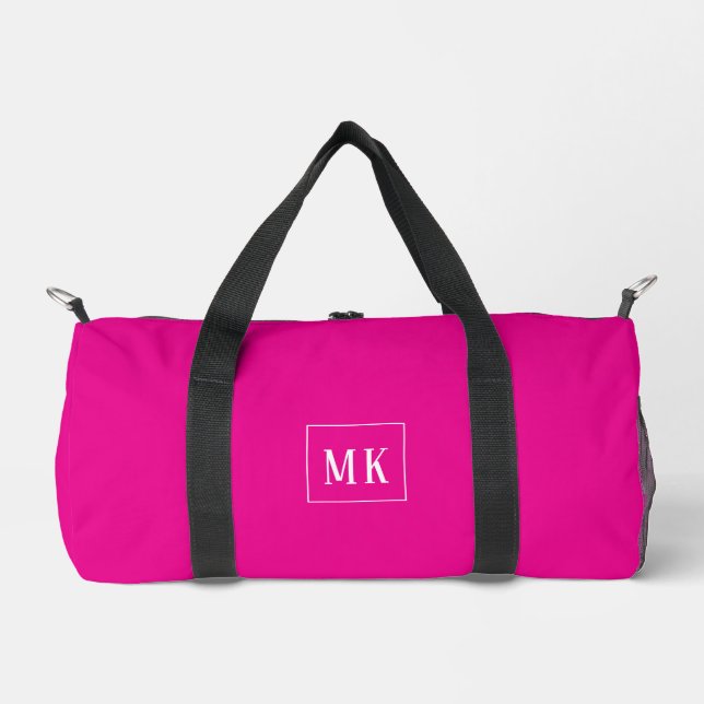 Benutzerdefinierte Monogramm, heißrosa überall Duffle Bag (Vorderseite)