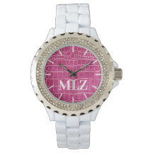 Benutzerdefinierte Monogramm-Hot-Pink-Imitate Krok