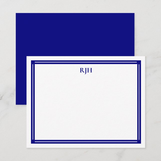 Benutzerdefinierte Monogramm-Initialen mit blau-un Mitteilungskarte (Vorne/Hinten)