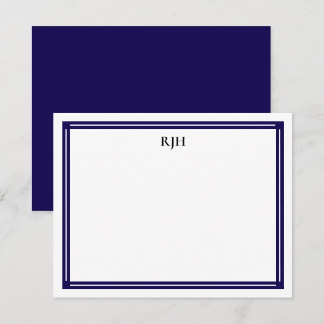 Benutzerdefinierte Monogramm-Initialen mit Schwarz Mitteilungskarte (Vorne/Hinten)