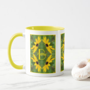 Benutzerdefinierte Monogramm-Initialen-Name Black Tasse