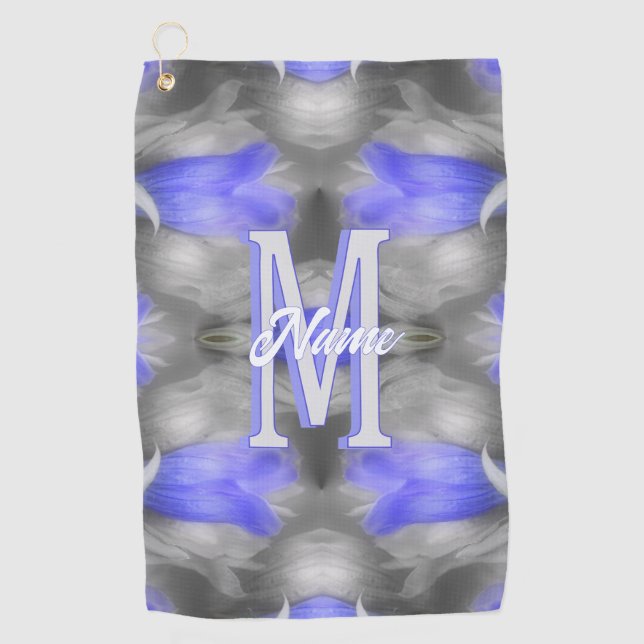 Benutzerdefinierte Monogramm-Initialen-Name Blumen Golfhandtuch (Vorderseite)