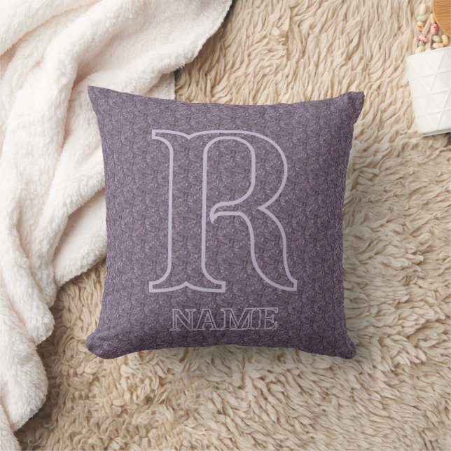 Benutzerdefinierte Monogramm-Initialen Name Lila F Kissen (Decke)