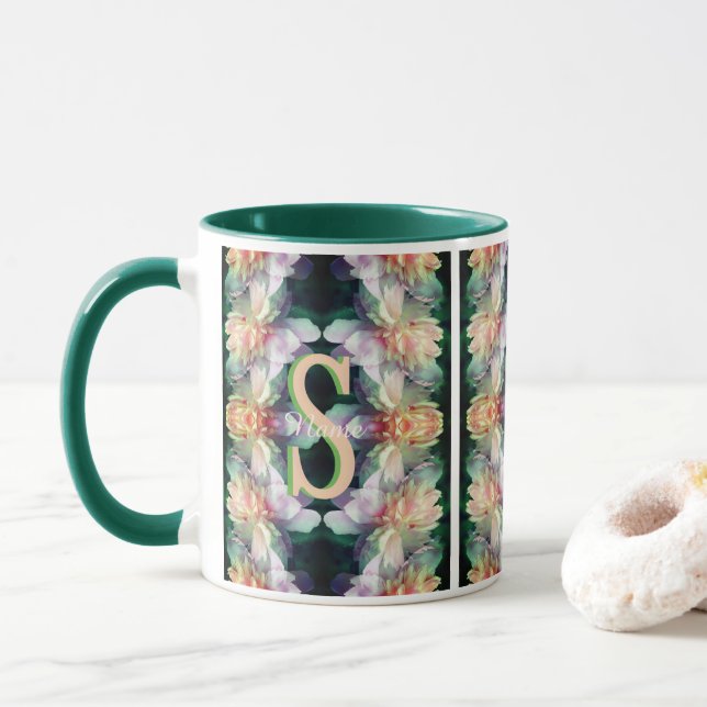 Benutzerdefinierte Monogramm-Initialen Name Pfings Tasse (Mit Donut)
