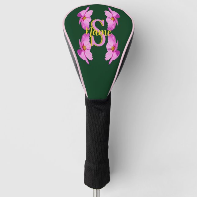 Benutzerdefinierte Monogramm-Initialen Name Pink C Golf Headcover (Vorderseite)