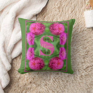 Benutzerdefinierte Monogramm-Initialen Name Pink Z Kissen