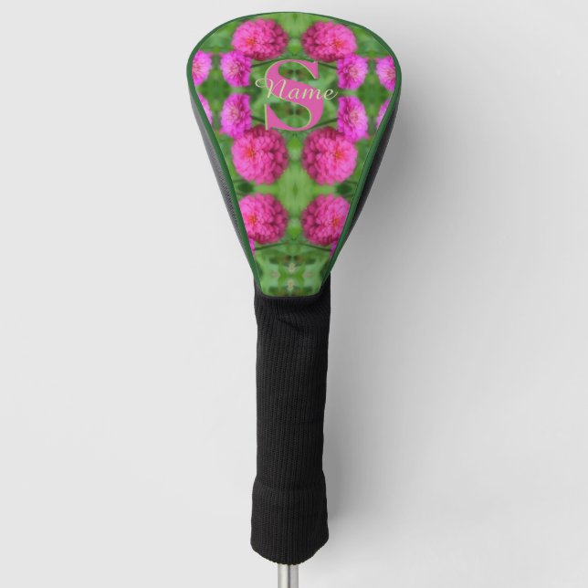 Benutzerdefinierte Monogramm-Initialen Name Rosa Z Golf Headcover (Vorderseite)