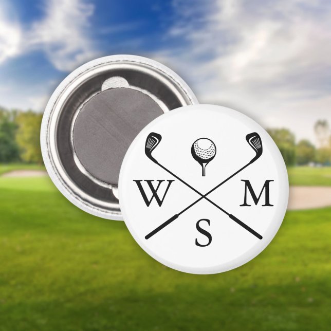 Benutzerdefinierte Monogramm-Initialen Schwarz und Magnet (Custom Monogram Initials Black And White Magnet)