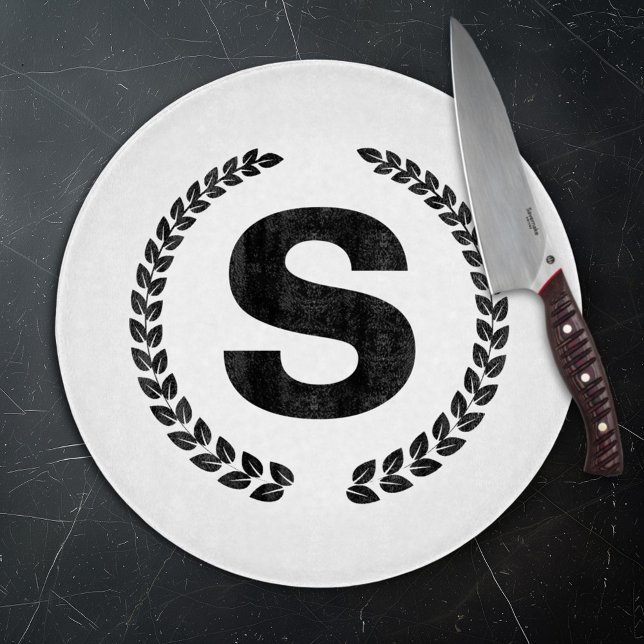 Benutzerdefinierte Monogramm mit Laurel-Blätter Schneidebrett (Von Creator hochgeladen)