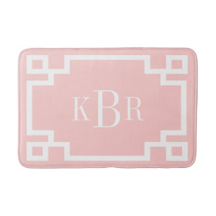 Benutzerdefinierte Monogramm mit rosa und weißem g Badematte