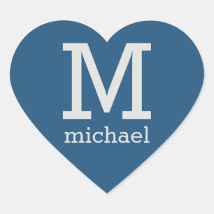 Benutzerdefinierte Monogramm-, Name- und Farbaufkl Herz-Aufkleber