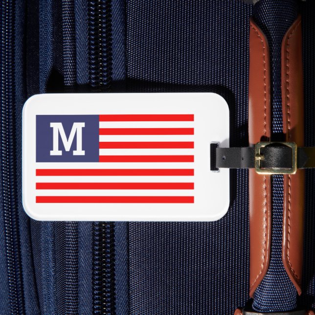 Benutzerdefinierte monogramm patriotische amerikan gepäckanhänger (Vorderseite Insitu 4)