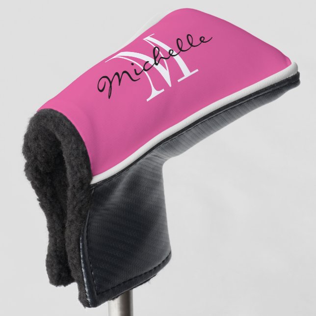 Benutzerdefinierte monogramm-Pink-Golf-Putter-Abde Golf Headcover (3/4 Vorderseite)