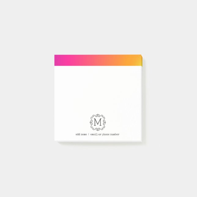 Benutzerdefinierte Monogramm Post-it® Notizen (Vorderseite)