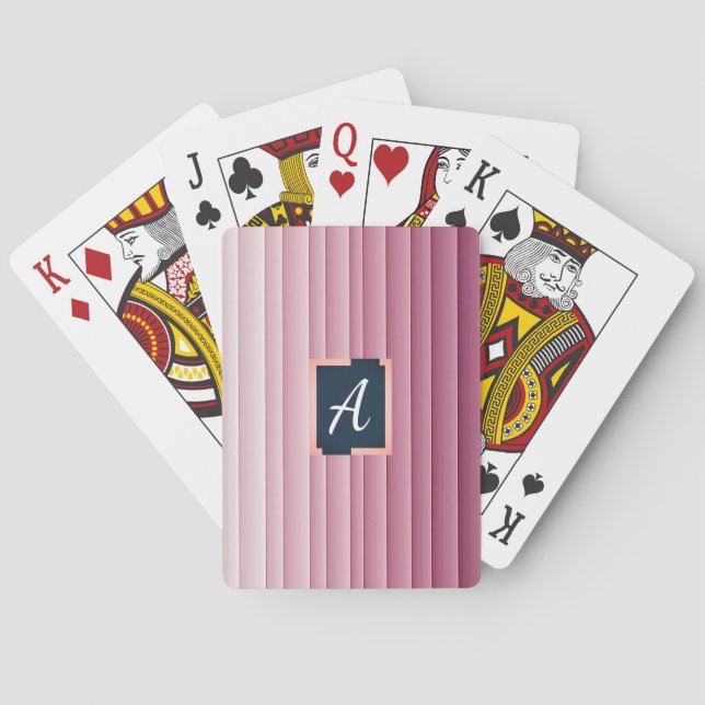 Benutzerdefinierte Monogramm-Rosa-Verlaufs-Vertika Spielkarten (Rückseite)