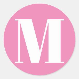 Benutzerdefinierte monogramm rosa weiße Anfangsnum Runder Aufkleber