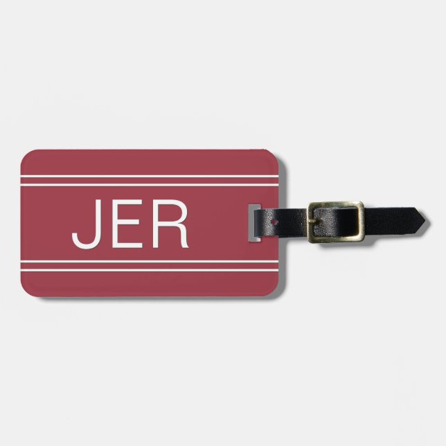 Benutzerdefinierte monogramm rote einfache Vorlage Gepäckanhänger (Vorderseite horizontal)