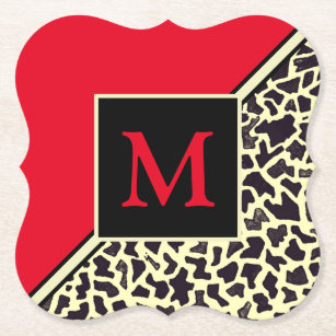 Benutzerdefinierte Monogramm-Rote Leoparden-Unters Untersetzer