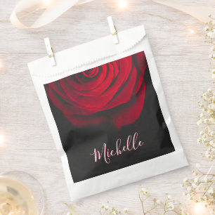Benutzerdefinierte Monogramm-rote Rose Vintages Fo Geschenktütchen