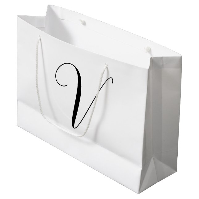 Benutzerdefinierte Monogramm-Schrift Initiale Große Geschenktüte (Vorderseite Schrägansicht)