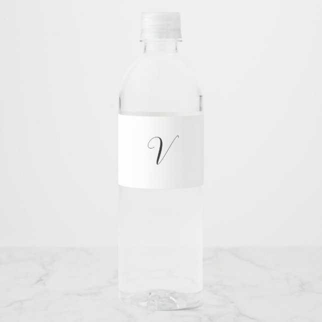 Benutzerdefinierte Monogramm-Schrift Initiale Wasserflaschenetikett (Vorderseite)